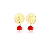 Elli Ohrringe Damen Ohrstecker Plättchen Vintage mit Koralle Splitter