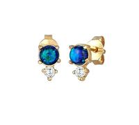 Elli Ohrringe Damen Ohrstecker Vintage mit Zirkonia Kristallen und Opal in 925 Sterling Silber Vergoldet