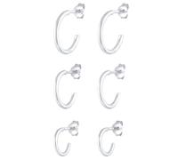 Elli, Ohrringe 3er Set Creolen Stecker Basic Trend 925 Silber in silber, Schmuck für Damen Gr. OneSize