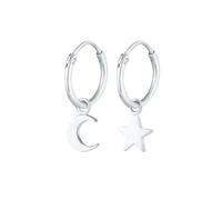 Elli Ohrringe Damen Creolen Anhänger Stern Mond in 925 Sterling Silber