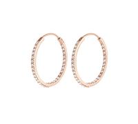 Elli Creolen Silber 925 Rosé Vergoldet 18K Damen Ohrringe für Frauen Kreolen mit Steinen 0.03ct Durchmesser 33mm Hoops 0303593015