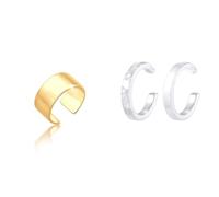 Elli Ohrringe Damen Single Earcuff Basic Trend Breit in 925 Sterling Silber & Ohrringe Damen Earcuff 2er Set Organic Look Minimal Basic Verstellbar in 925 Sterling Silber
