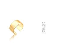Elli Ohrringe Damen Single Earcuff Basic Trend Breit in 925 Sterling Silber & Thomas Sabo Damen Ohrklemme doppel silber, 925 Sterlingsilber