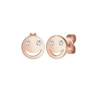 Elli Ohrringe Damen Smiley Face Motiv Verspielt mit Kristalle in 925 Sterling Silber