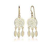 Elli Ohrringe Damen Traumfänger Federn im Boho Look in 925 Sterling Silber vergoldet
