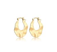 Elli Paar Creolen »Wave Creolen Hänger Organic Look Matt 925 Silber«, goldfarben