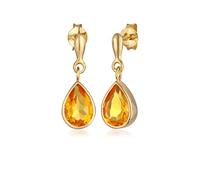 Elli Ohrringe Elli PREMIUM Ohrringe Damen Ohrhänger Tropfen Elegant mit Citrin in 925 Sterling Silber vergoldet