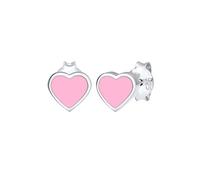 Elli Ohrringe Kinder Herz Stecker Rosa Emaille in 925 Sterling Silber