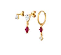 Elli Ohrstecker Creole Set mit Rubin Topas Edelstein 925 Sterling Silber OneSize Damen