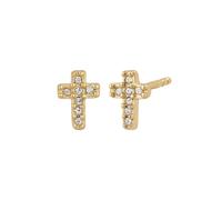 Elli Ohrstecker Kreuz mit Kristallen von Swarovski® Weiß 925 Sterling Silber goldfarben Damen