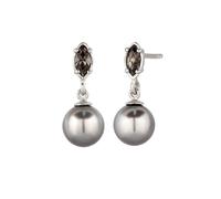 Elli Ohrstecker Kristall Schwarz Synthetische Perle Grau 925 Sterling Silber silberfarben Damen