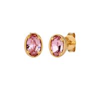 Elli Ohrstecker Oval Pink 925 Sterling Silber, mit Kristallen von Swarovski® goldfarben Damen