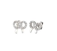 Elli Ohrstecker Schleife Weiß 925 Sterling Silber vergoldet, mit Kristallen von Swarovski® silberfarben Damen