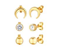 Elli Ohrstecker Set Halbmond Astro 925 Sterling Silber, mit Kristallen von Swarovski® goldfarben Damen