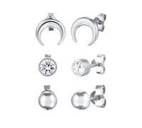Elli Ohrstecker Set Halbmond Astro 925 Sterling Silber, mit Kristallen von Swarovski® silberfarben Damen