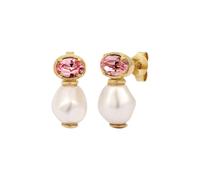 Elli Ohrstecker Synthetische Perle Weiß 925 Sterling Silber vergoldet, mit Kristallen von Swarovski® OneSize Damen