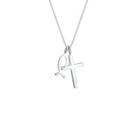 Kette mit Anhänger ELLI "Kreuz Fisch Symbol Religion 925 Silber" Halsketten Gr. 55, ohne Stein, Silber 925 (Sterlingsilber), Länge: 45 cm, silberfarben (silber) Damen (85776808-55) silber