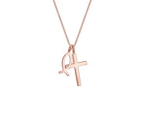 Elli Panzerkette Kreuz Fisch Symbol Religion 925er Silber 55 Damen
