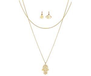 Elli Panzerkette Om Hamsa Hand Evil Eye 925 Silber, mit Kristallen von Swarovski® 45 Damen