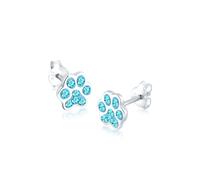 Elli Ohrringe Damen Ohrstecker Tierpfote funkelnd mit blauen Kristallen in 925 Sterling Silber