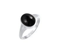 Elli Pierścień Owalny sygnet damski z kamieniem szlachetnym Onyx pozłacane srebro 925 Sterling Silver 56 mm Damen