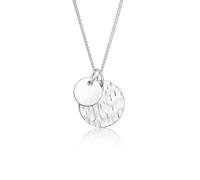 Elli Halskette Damen Plättchen Anhänger Duo Geo Gehämmert Basic Look in 925 Sterling Silber