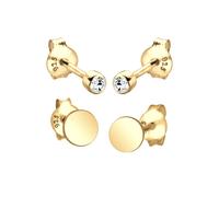 Elli Plättchen Ohrstecker Set 925 Silber, mit Kristallen von Swarovski® goldfarben Damen