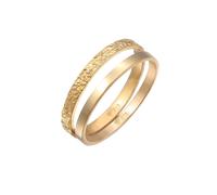 Ring-Set ELLI PREMIUM "Bandring Basic Gehämmert (Set 2-tlg) 375 Gelbgold" Fingerringe Gr. 52 mm, ohne Stein, Gelbgold 375, 2.1 mm, goldfarben (gold) Damen Fingerringe (24784708-52)