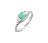Elli Ring Damen Solitär Vintage Quadrat Schlicht mit Amazonit | 925 Sterling Silber Vergoldet