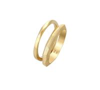 Elli PREMIUM, Ring Bandring Basic Gedreht Struktur 2er Set 925 Silber in gold, Schmuck für Damen Gr. 54 mm