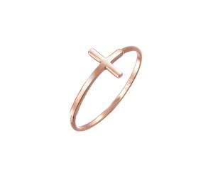 Elli PREMIUM Bandring Kreuz Symbol Basic Modern 750 Roségold 58 Damen