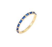 Elli PREMIUM Bandring synthetischer Saphir 925 Silber vergoldet 54 Damen