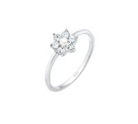 Elli PREMIUM Ring Blume Floral Synthetische Perle 925 Silber, Silber Silber