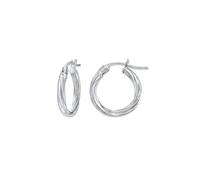 Elli PREMIUM Ohrringe Creolen Gedreht Bügelverschluß 375Er Weißgold, weiß Weiß