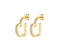 Elli PREMIUM Creolen Herz Liebe 925 Silber, mit Kristallen von Swarovski® goldfarben Damen