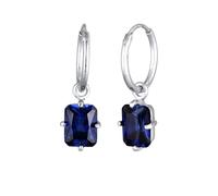 Elli PREMIUM Creolen mit Anhänger Rechteck Saphir Dunkelblau 925 Sterling Silber OneSize Damen