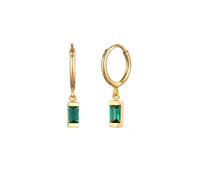 Elli PREMIUM Creolen Rechteck Smaragd Synthetisch Grün 925 Sterling Silber vergoldet OneSize Damen