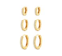 Elli PREMIUM Creolen Zirkonia 3er Set 925 Silber rhodiniert goldfarben Damen