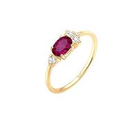 Elli Premium Damen Echtschmuck Ring mit Zirkonia Steine mit Synthetischer Rubin in 925 Sterling Silber vergoldet