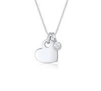 Elli Premium Damen Halskette mit Herz Anhänger Solitär Diamant (0.03ct) in 925 Sterling Silber