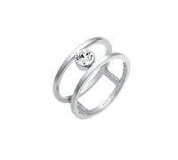Elli PREMIUM Doppelring Solitär 925 Sterling Silber, mit Kristallen von Swarovski® 54 Damen