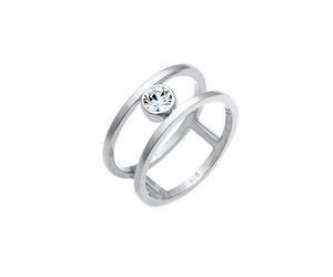 Elli PREMIUM Doppelring Solitär 925 Sterling Silber, mit Kristallen von Swarovski® 54 Damen