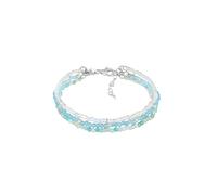 Elli PREMIUM Edelstein Glasperlen 3-reihig blau 925 Silber 16 Damen