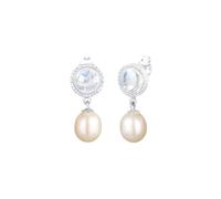 Elli Paar Ohrhänger »Hänger Süsswasserzuchtperle Mondstein 925 Silber«, silberfarben