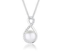 Elli PREMIUM Halskette Infinity Süßwasserzuchtperle 925 Silber, weiß Weiß