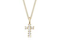 Elli PREMIUM Halskette Damen Kreuz Anhänger Elegant mit Topas aus 585 Gelbgold