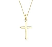 Elli PREMIUM Halskette Damen Kreuz Anhänger Klassisch aus 375 Gelbgold
