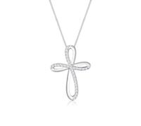 Elli PREMIUM Halskette Damen Kreuz Anhänger mit Zirkonia Kristalle in 925 Sterling Silber