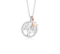 Elli PREMIUM Halskette Damen Lebensbaum im Bi-Color Trend mit Kristallen in 925 Sterling Silber