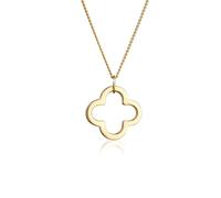 Elli PREMIUM Halskette Damen mit Anhänger Kleeblatt Glücksbringer in 585 Gelbgold